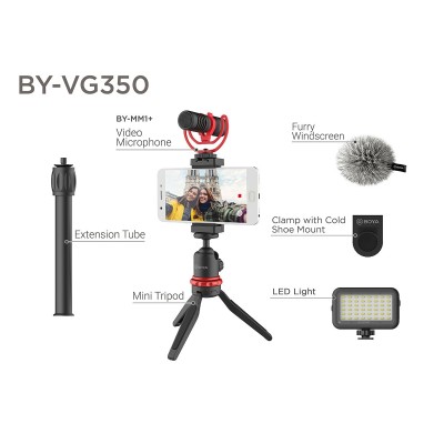 YOUTUBER / LIVE STREAMER VLOG 2 BYVG350 TRIPODE CON ACCESORIOS PARA GRABACIÓN Y PUBLICACIÓN DE VIDEO BOYA - BYVG350