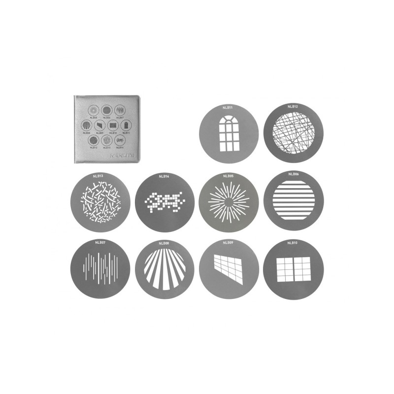 GOBOS JUEGO DE 10 SET 1 PARA ACCESORIO DE PROYECCIÓN BM NANLITE- NAASGBBMSET1