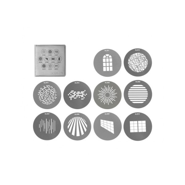 GOBOS JUEGO DE 10 SET 1 PARA ACCESORIO DE PROYECCIÓN BM NANLITE- NAASGBBMSET1