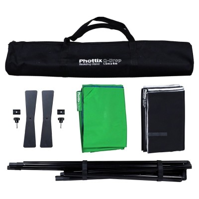 SOPORTE FONDO PORTATIL Q-DROP KIT MARCO CON FONDOS 1.5 X 2 METROS PHOTTIX - P83433